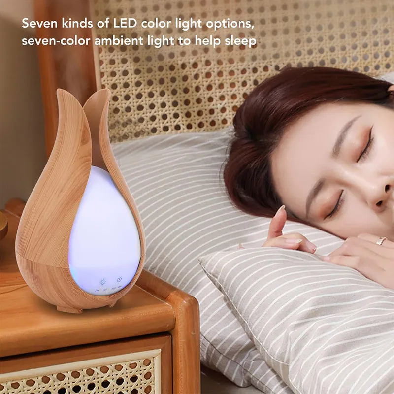 Humidificateur à Grain de Bois 200ml avec 7 Lumières de Couleur – معطر جو في الغرف
