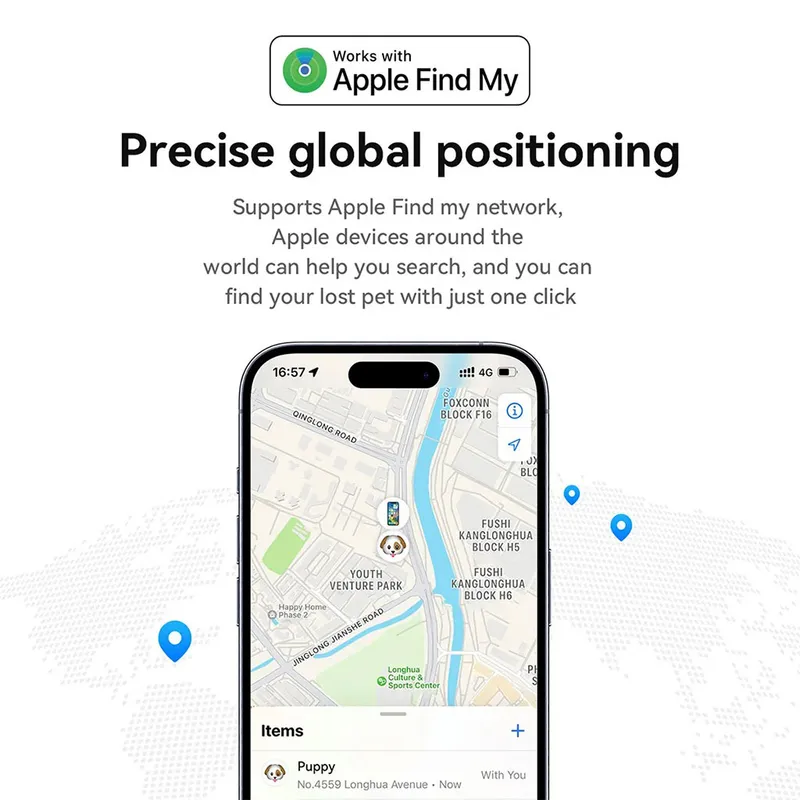 Airtag Dispositif anti-perte de positionnement type collier pour animal de compagnie E91C – جهاز تحديد المواقع